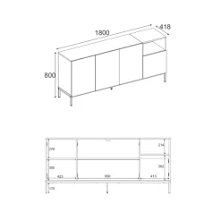 Helsingfors Sideboard Sandsten naturlig ek svart