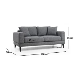Helsingfors 2-sits (180 x 90 x 85 cm) Mörkgrå 2-sitssoffa