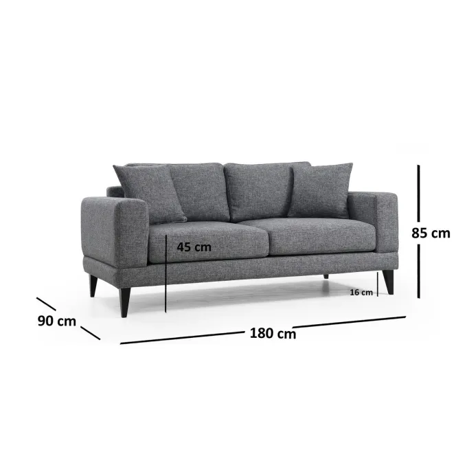 Helsingfors 2-sits (180 x 90 x 85 cm) Mörkgrå 2-sitssoffa