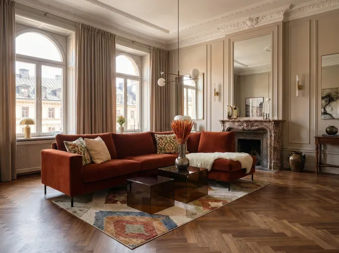 Impulse Divansoffa Set 4 Classic Velvet Deep Orange