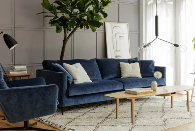 Impulse 3-sits Soffa Lux Classic Velvet D. Blue