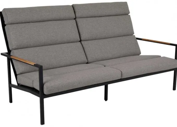 Indus 3-sits Soffa Svart/Teak