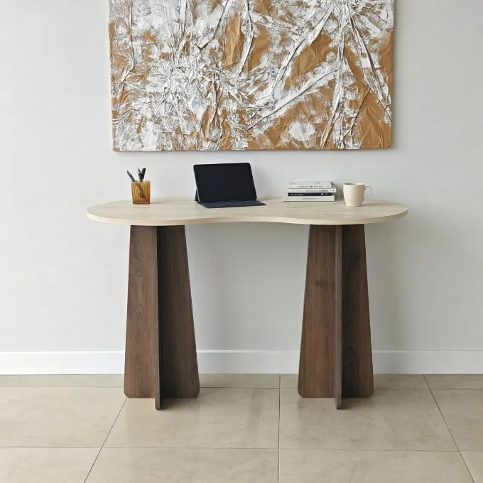 Infini (120 x 75 x 60 cm) Travertin valnöt Skrivbord