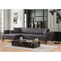 Jakarta (140-270 x 95 x 77 cm) Hörnsoffa-bäddsoffa Mörkgrå, Vänster