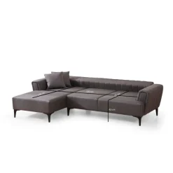 Jakarta (140-270 x 95 x 77 cm) Hörnsoffa-bäddsoffa Mörkgrå, Vänster
