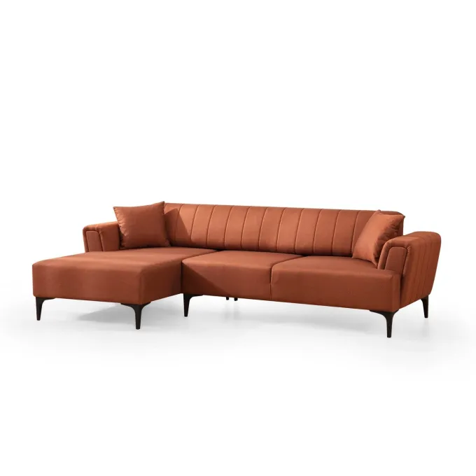Jakarta (140-270 x 95 x 77 cm) Hörnsoffa-bäddsoffa Kakelröd, Vänster