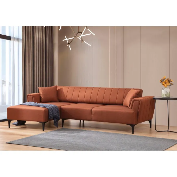 Jakarta (140-270 x 95 x 77 cm) Hörnsoffa-bäddsoffa Kakelröd, Vänster