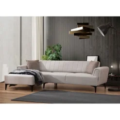 Jakarta (140-270 x 95 x 77 cm) Hörnsoffa-bäddsoffa Ecru, Vänster