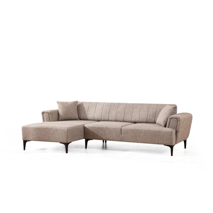 Jakarta (140-270 x 95 x 77 cm) Hörnsoffa-bäddsoffa Ljusbrun, Vänster