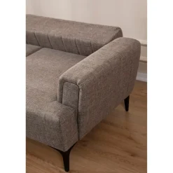 Jakarta (140-270 x 95 x 77 cm) Hörnsoffa-bäddsoffa Ljusbrun, Vänster