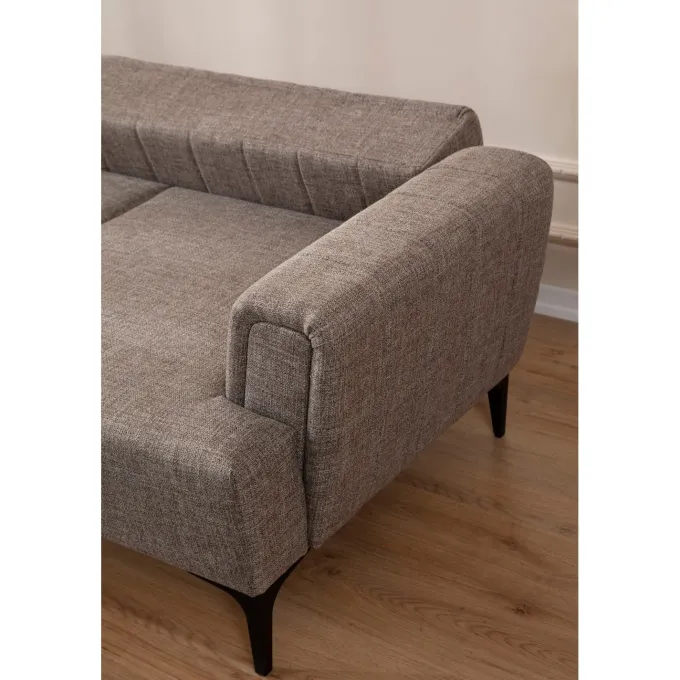 Jakarta (140-270 x 95 x 77 cm) Hörnsoffa-bäddsoffa Ljusbrun, Vänster