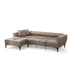 Jakarta (140-270 x 95 x 77 cm) Hörnsoffa-bäddsoffa Ljusbrun, Vänster