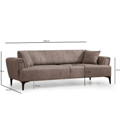 Jakarta (230 x 95 x 77 cm) 3-sits bäddsoffa Ljusbrun