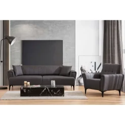 Jakarta (230 x 95 x 77 cm) 3-sits bäddsoffa Mörkgrå