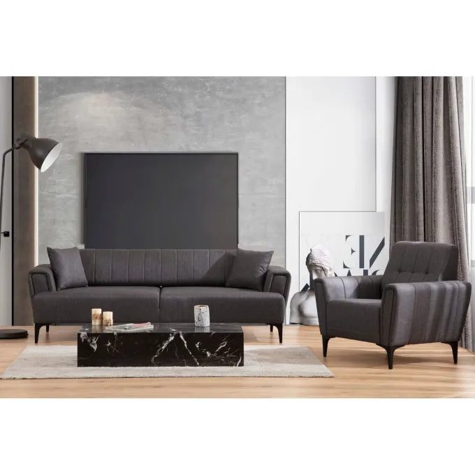 Jakarta (230 x 95 x 77 cm) 3-sits bäddsoffa Mörkgrå