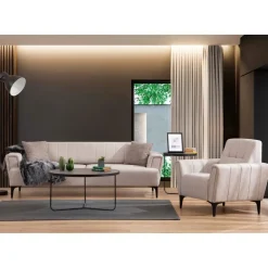 Jakarta (230 x 95 x 77 cm) 3-sits bäddsoffa Beige
