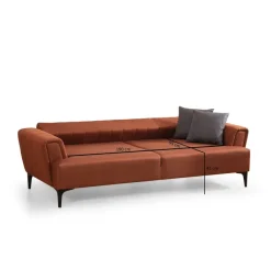Jakarta (230 x 95 x 77 cm) 3-sits bäddsoffa Kakelröd
