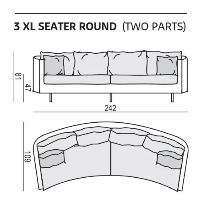 Julia 3-sits XL Svängd Soffa Big Cushions