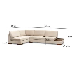 Kigali Hörn med puff (193 x 97 x 80 cm) Hörnsoffa Beige