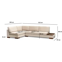 Kigali Hörn med puff (193 x 97 x 80 cm) Hörnsoffa Beige