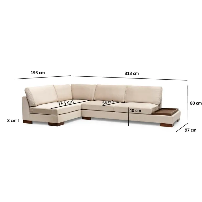 Kigali Hörn med puff (193 x 97 x 80 cm) Hörnsoffa Beige
