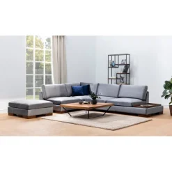 Kigali Hörn med puff (193 x 97 x 80 cm) Hörnsoffa Mörkgrå