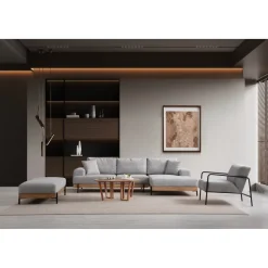 Kigali Oak (280-170 x 98 x 78 cm) Hörnsoffa Grå, Höger