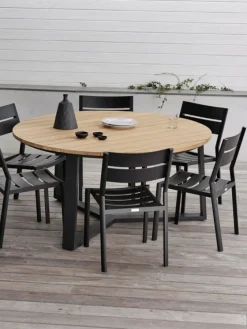 Laurion Matbord 150 cm Rund Teak/Svart