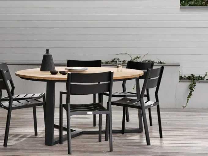 Laurion Matbord 150 cm Rund Teak/Svart
