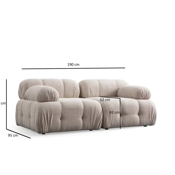 Lilongwe 2 (190-160 x 95 x 75 cm) Hörnsoffa Kräm
