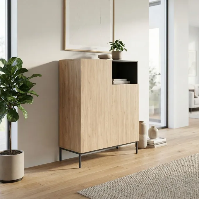 Limerick (90 x 120 x 41,8 cm) Sideboard Naturlig ekträ svart sandsten