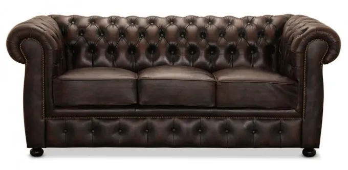 Liverpool Chesterfield soffa 3-sits Brun