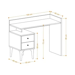Luanda (100 x 80 x 45 cm) Skrivbord Vit