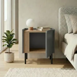 Lucile (45,5 x 47,8 x 35 cm) Nattduksbord Naturlig ek antracit svart