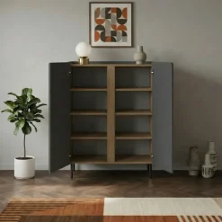 Lucile (90 x 120,4 x 40,5 cm) Sideboard Antracit naturlig ek svart