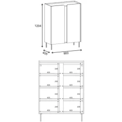 Lucile (90 x 120,4 x 40,5 cm) Sideboard Antracit naturlig ek svart