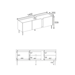 Lucile (140 x 53,9 x 35,5 cm) TV-bänk Antracit Natur ek Svart