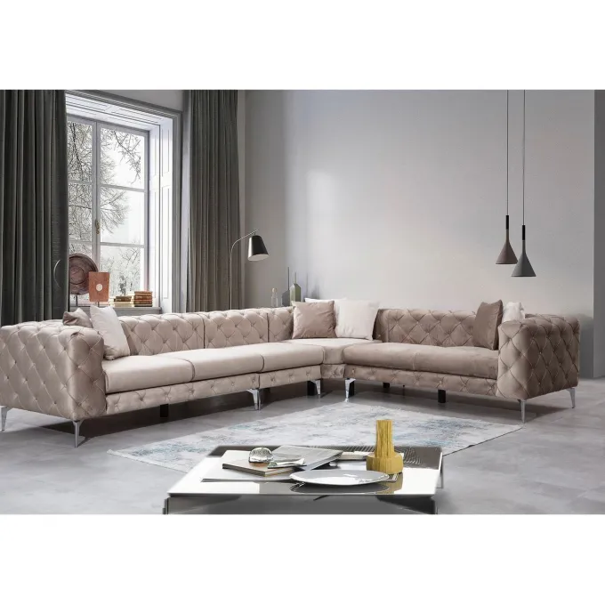 Lyon Beige Hörnsoffa