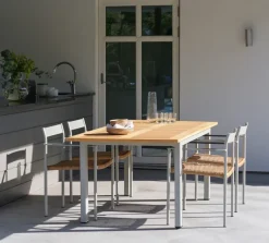 Lyon Utebord 92x152-210 cm Light Grey/ Teak