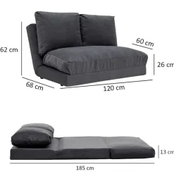 Malabo (32 x 127 x 120 cm) 2-sits bäddsoffa Grå