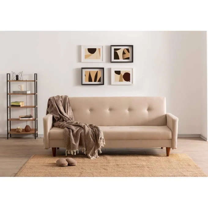 Manila (200 x 83 x 75 cm) Creme 3-sits bäddsoffa