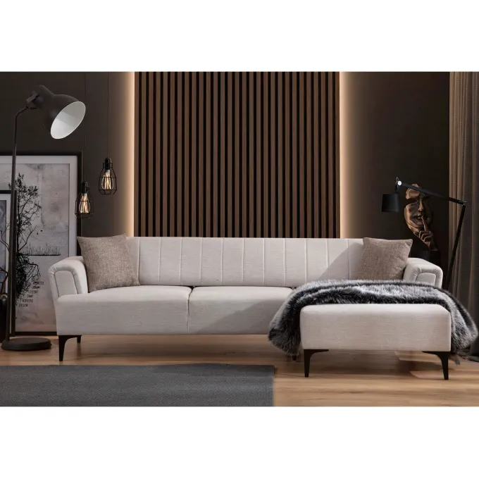 Maputo (270-140 x 95 x 77 cm) Hörnsoffbädd Ecru, Höger