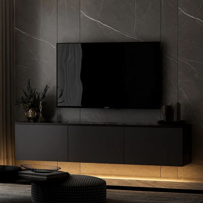 Medellín upplyst (160 x 35 x 32 cm) Antracit TV-bänk