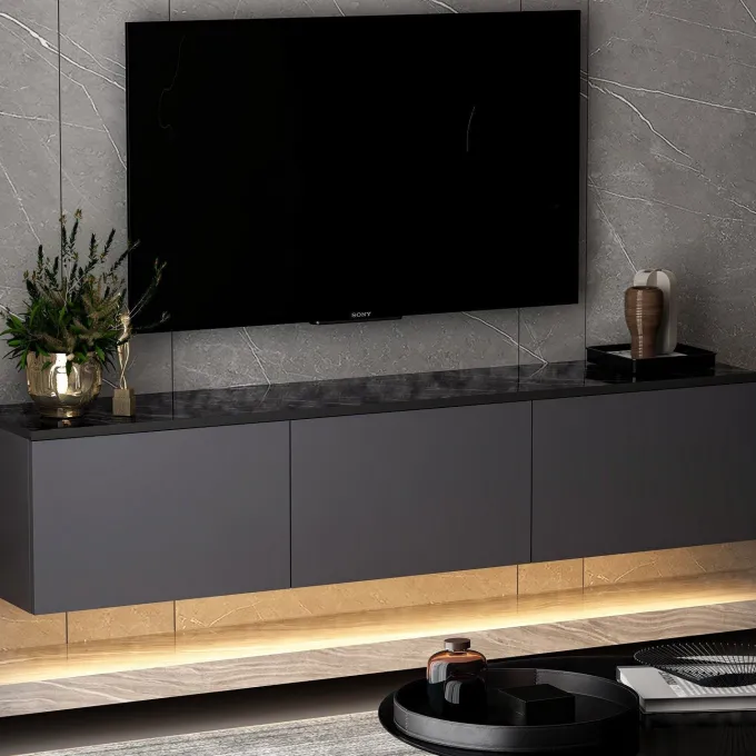 Medellín upplyst (160 x 35 x 32 cm) Antracit TV-bänk