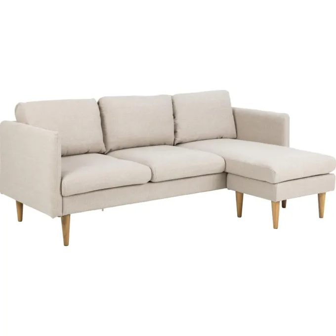 Milly 2-sits med schäslong Basel tyg Beige