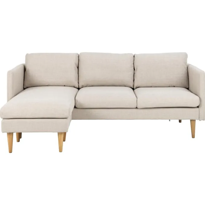 Milly 2-sits med schäslong Basel tyg Beige