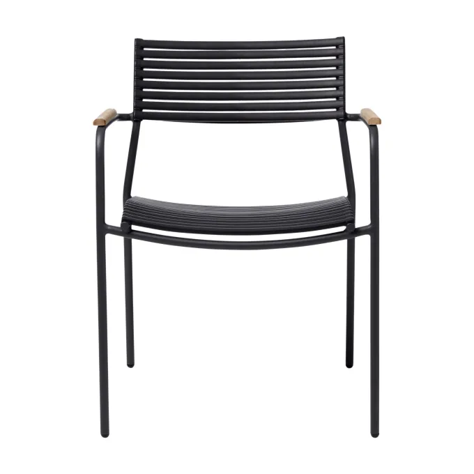 Mood Air Trädgårdsstol i Teak och Aluminium med Armstöd Antracit