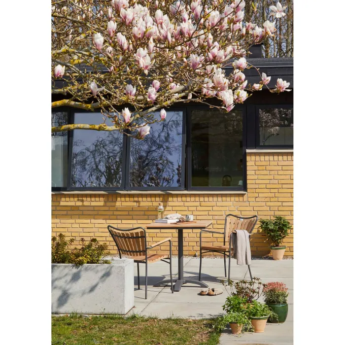 Mood Cafébord 70x70 cm i Teak/Antracit Aluminium