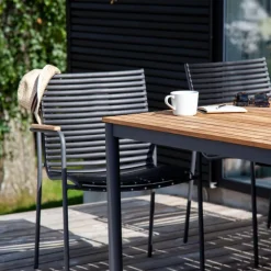 Mood/Mood Classic Trädgårdsmöbelset i Teak och Aluminium Antracit 167 cm + 4 stolar