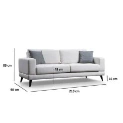Nordic 3-sits (210 x 90 x 85 cm) Beige 3-sitssoffbädd